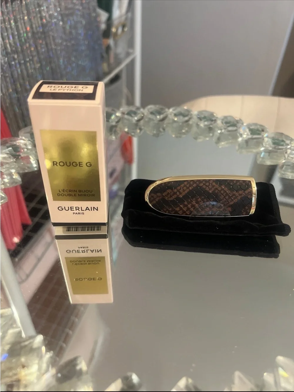 Guerlain Rouge G Double Mirror Lipstick Case -  Python